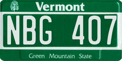 VT license plate NBG407