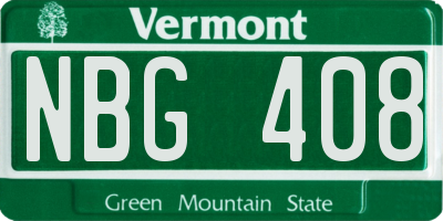 VT license plate NBG408