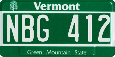 VT license plate NBG412