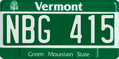 VT license plate NBG415