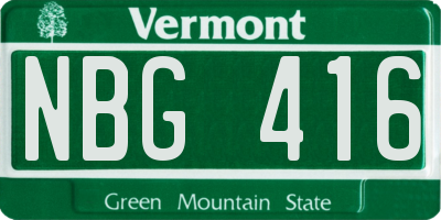 VT license plate NBG416
