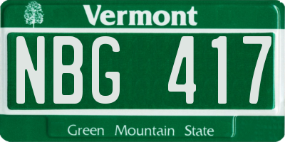 VT license plate NBG417
