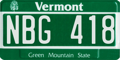 VT license plate NBG418