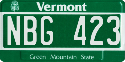 VT license plate NBG423