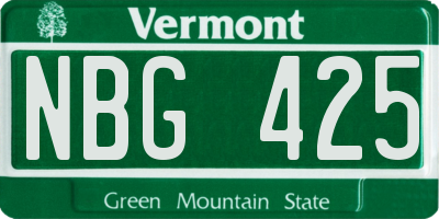 VT license plate NBG425