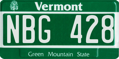 VT license plate NBG428