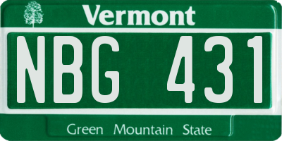 VT license plate NBG431