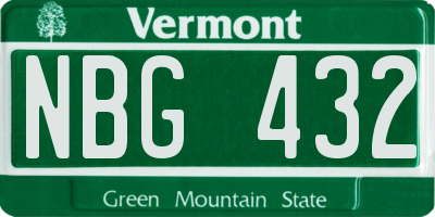 VT license plate NBG432