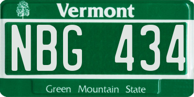 VT license plate NBG434