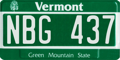 VT license plate NBG437