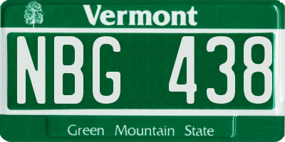 VT license plate NBG438