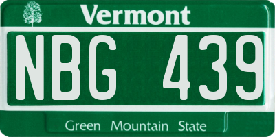VT license plate NBG439
