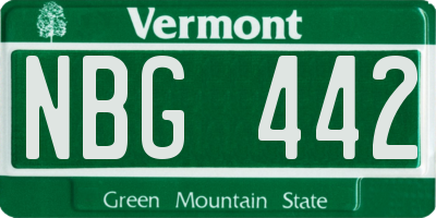 VT license plate NBG442