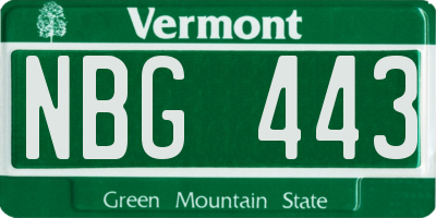 VT license plate NBG443