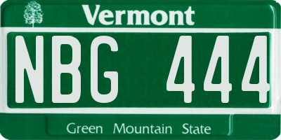 VT license plate NBG444