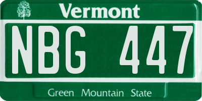 VT license plate NBG447