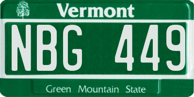 VT license plate NBG449
