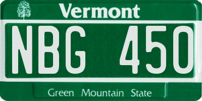 VT license plate NBG450