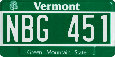 VT license plate NBG451