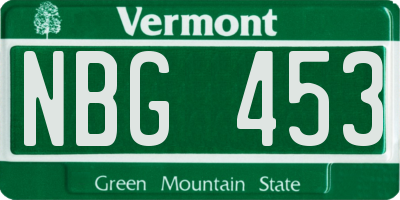 VT license plate NBG453