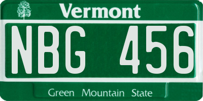 VT license plate NBG456