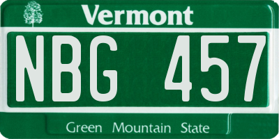 VT license plate NBG457
