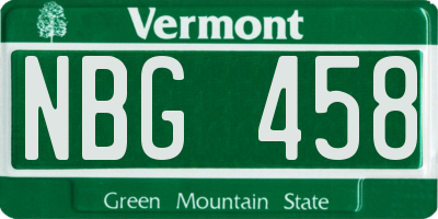 VT license plate NBG458