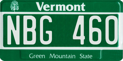 VT license plate NBG460