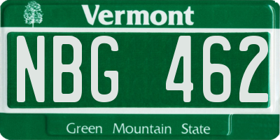 VT license plate NBG462