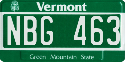 VT license plate NBG463