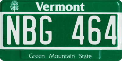 VT license plate NBG464