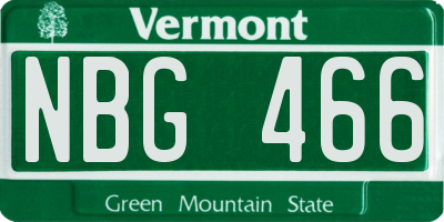 VT license plate NBG466