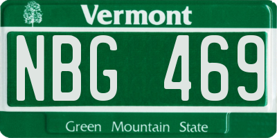 VT license plate NBG469