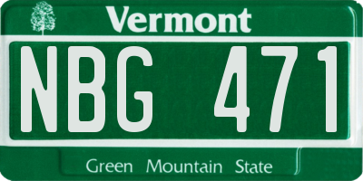 VT license plate NBG471