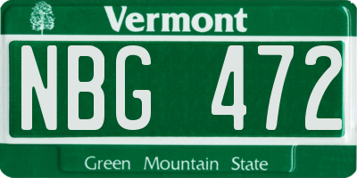 VT license plate NBG472