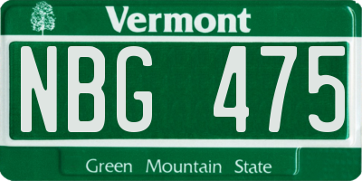 VT license plate NBG475