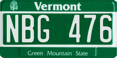 VT license plate NBG476