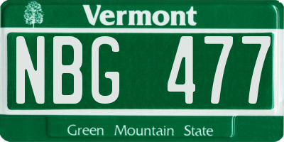VT license plate NBG477