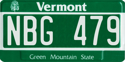 VT license plate NBG479