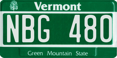 VT license plate NBG480