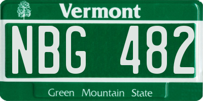 VT license plate NBG482