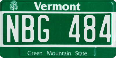 VT license plate NBG484