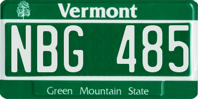 VT license plate NBG485