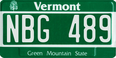 VT license plate NBG489