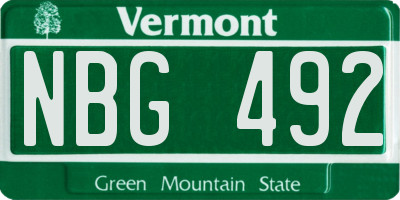 VT license plate NBG492