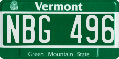 VT license plate NBG496