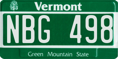 VT license plate NBG498