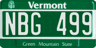 VT license plate NBG499