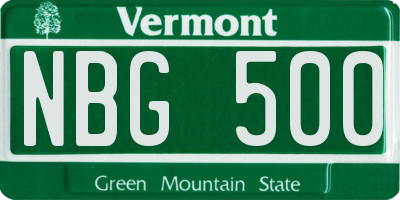 VT license plate NBG500