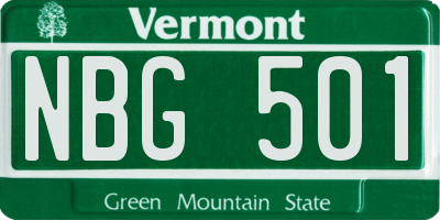 VT license plate NBG501